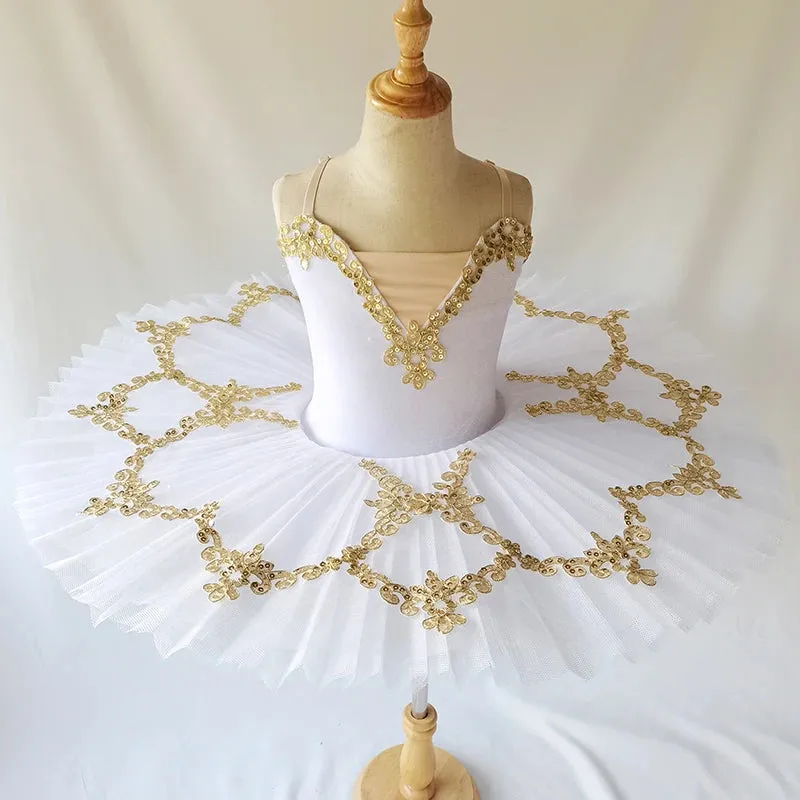 Red Ballet Tutu Skirt Velvet Top Professional Dance Costume White Swan Lake Performance Outfit
