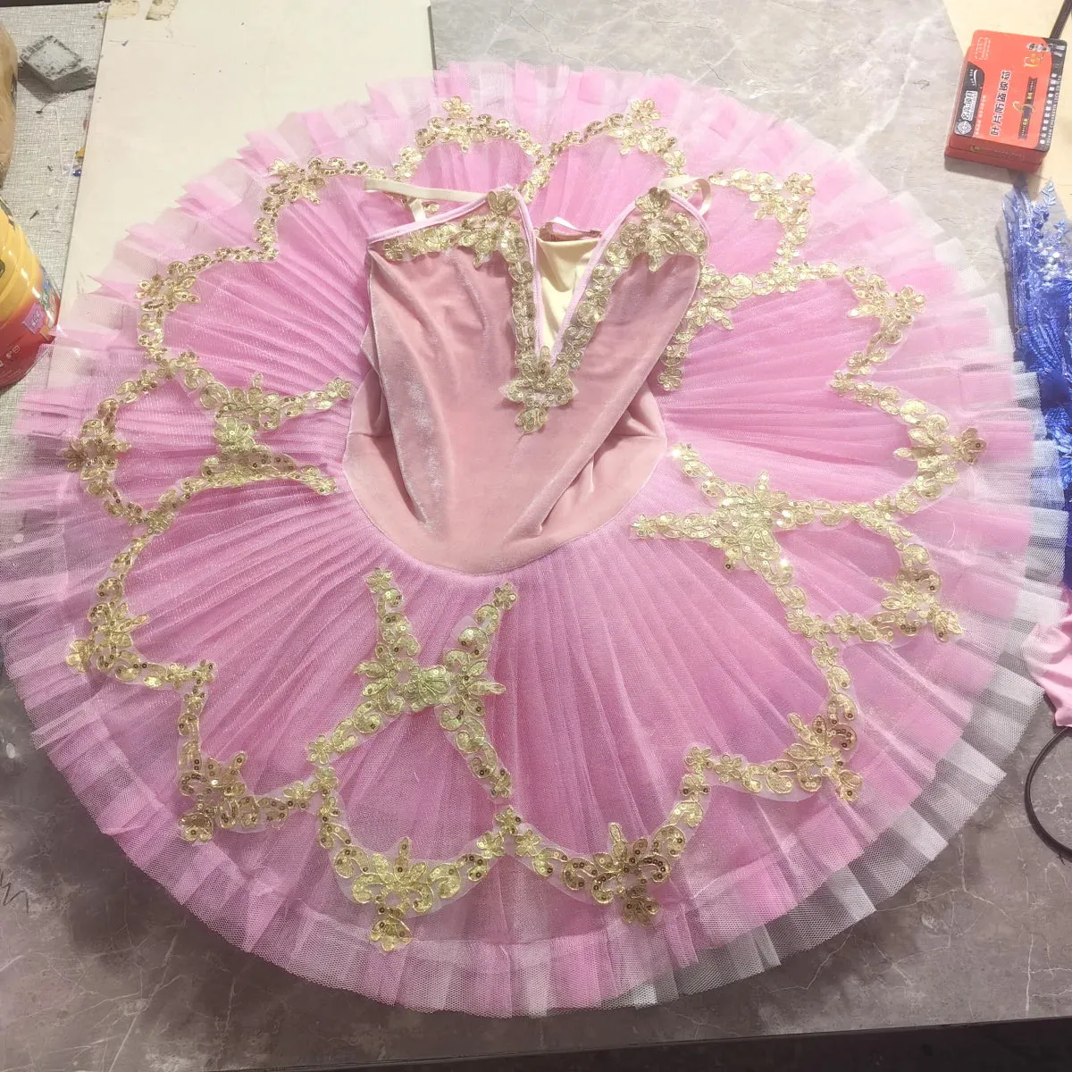 Red Ballet Tutu Skirt Velvet Top Professional Dance Costume White Swan Lake Performance Outfit