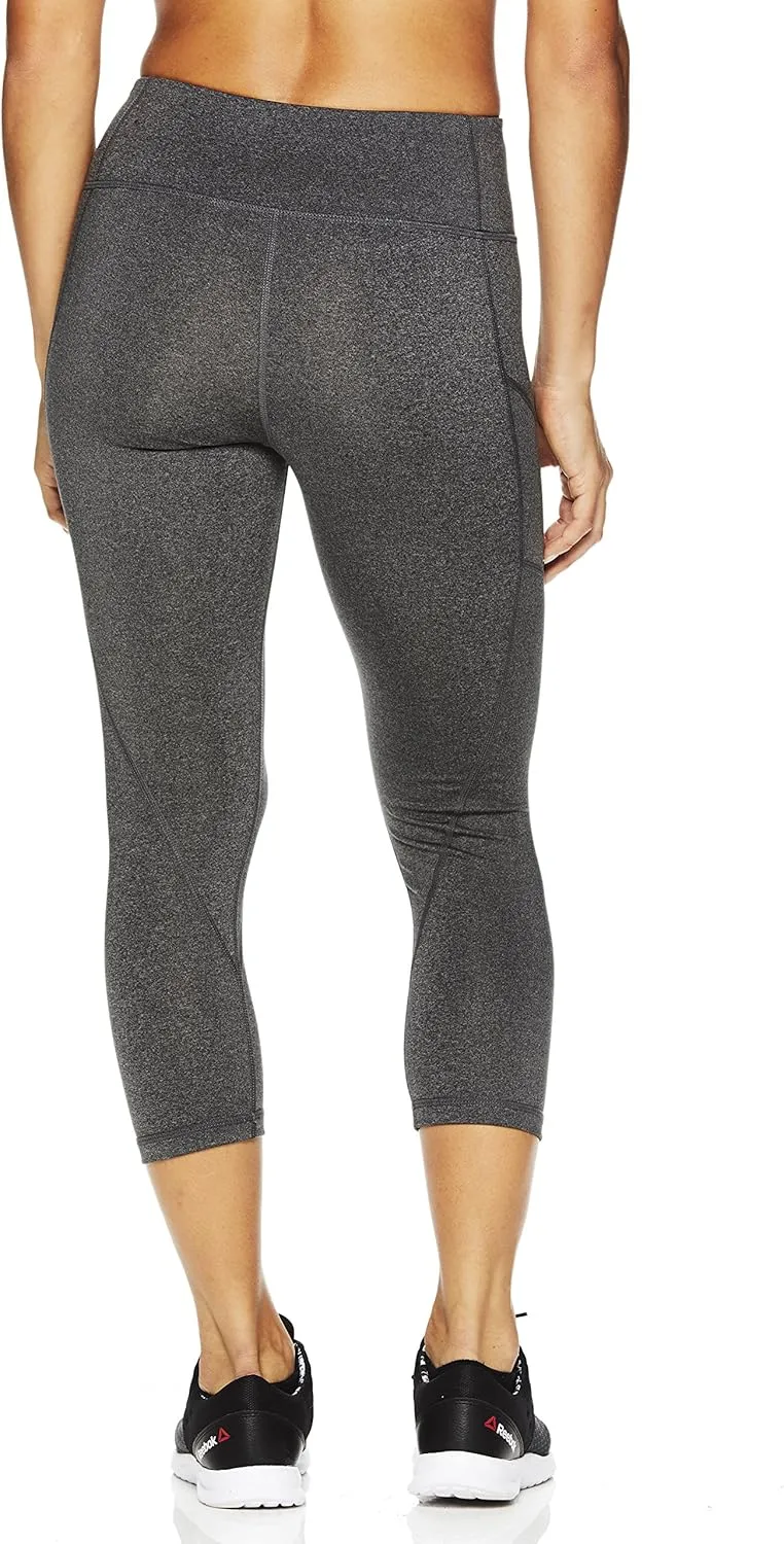 Reebok Womens Capri Seamed Compression Athletic Pants