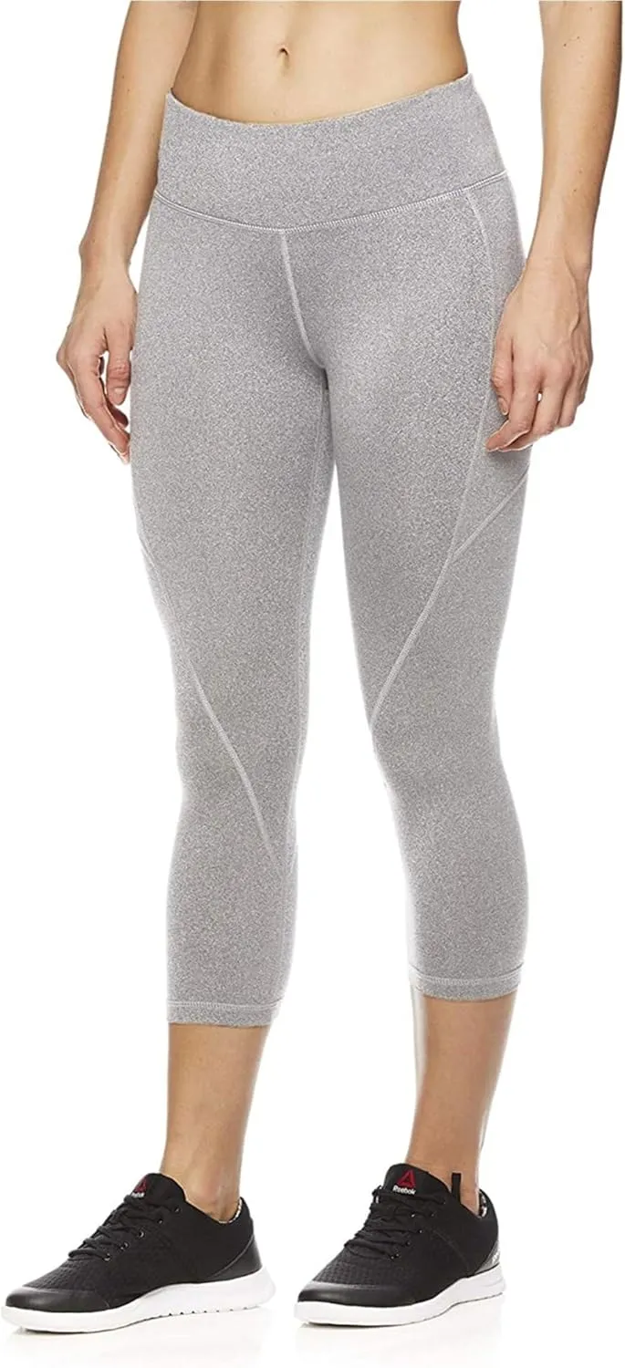Reebok Womens Capri Seamed Compression Athletic Pants