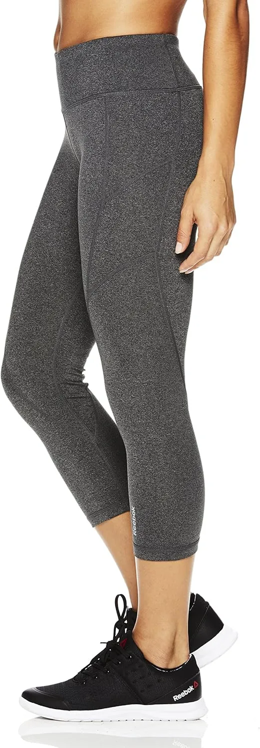Reebok Womens Capri Seamed Compression Athletic Pants