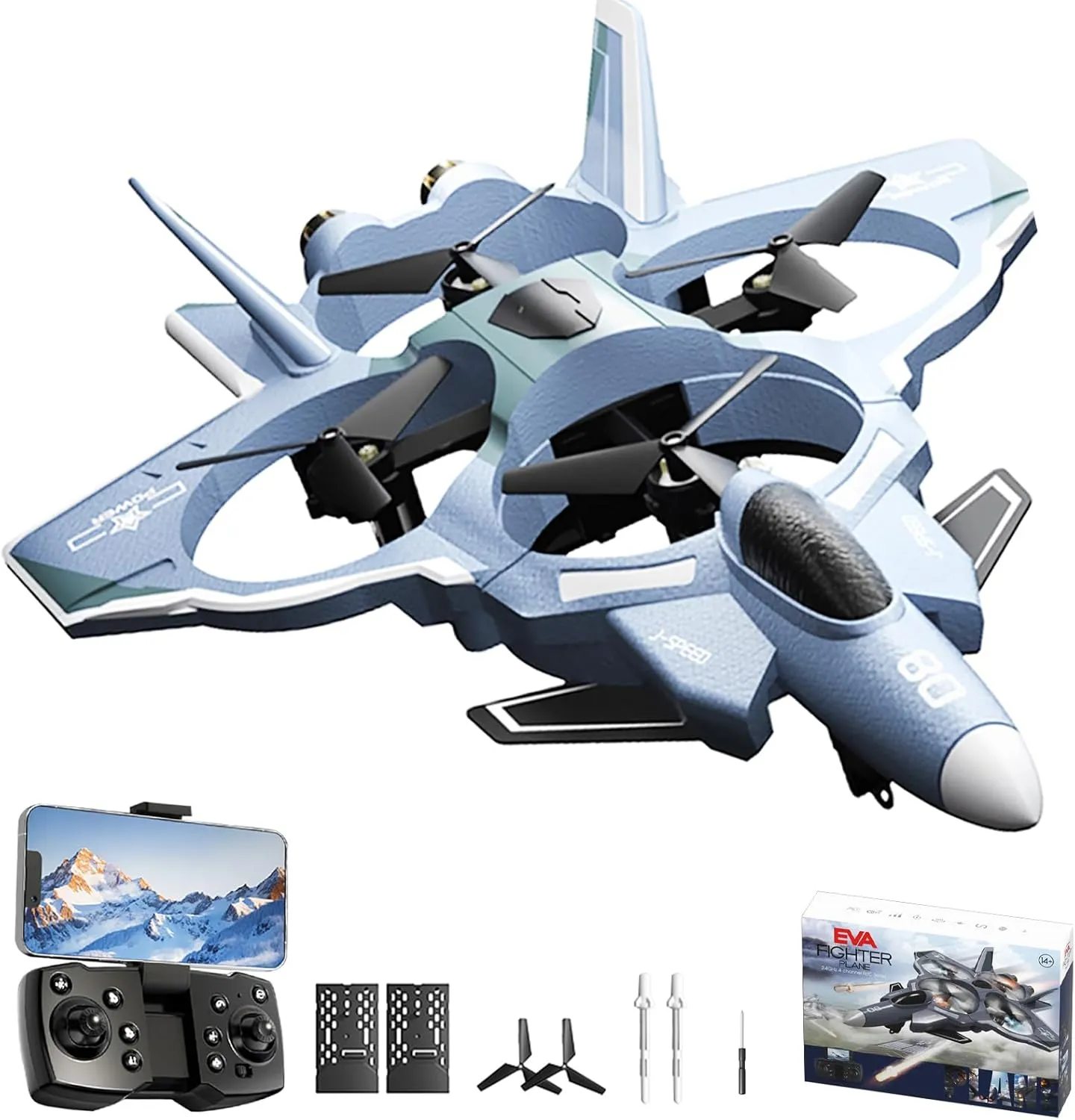 Remote Control Airplane,RC Fighter Jet, 2.4GHz 4CH RC Plane with 8K Camera, Foam RC Aircraft Glider 3D Flip, Altitude Hold, Gesture Photography Drone for Adults Kids Beginners Dark Grey