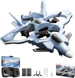 Remote Control Airplane,RC Fighter Jet, 2.4GHz 4CH RC Plane with 8K Camera, Foam RC Aircraft Glider 3D Flip, Altitude Hold, Gesture Photography Drone for Adults Kids Beginners Dark Grey