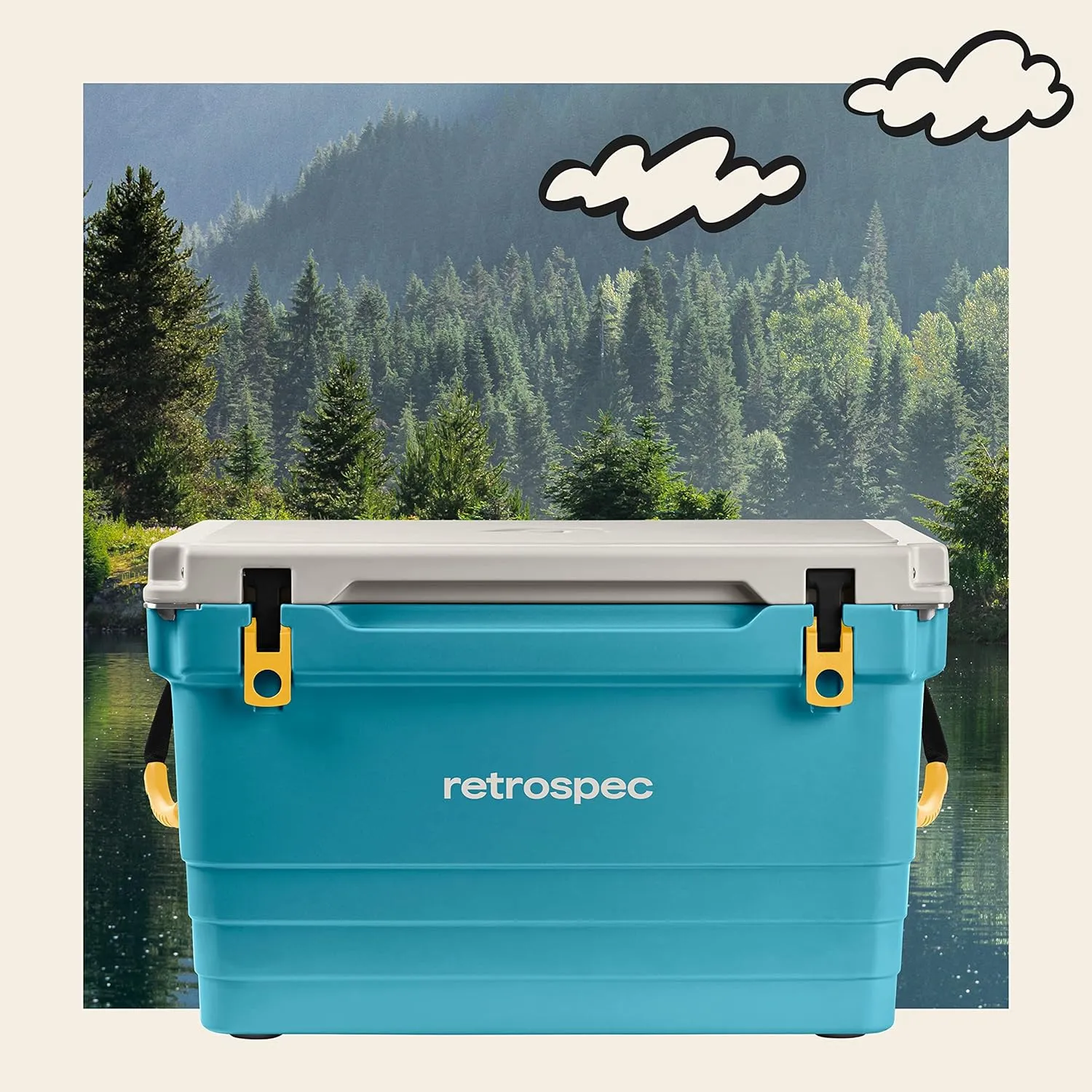 Retrospec Palisade Rotomolded Cooler - Fully Insulated Portable Ice Chest with Built in Bottle Opener, Tie-Down Slots & Dry Goods Basket - Large Beach, Camping & Travel Coolers 25, 45 & 65qt