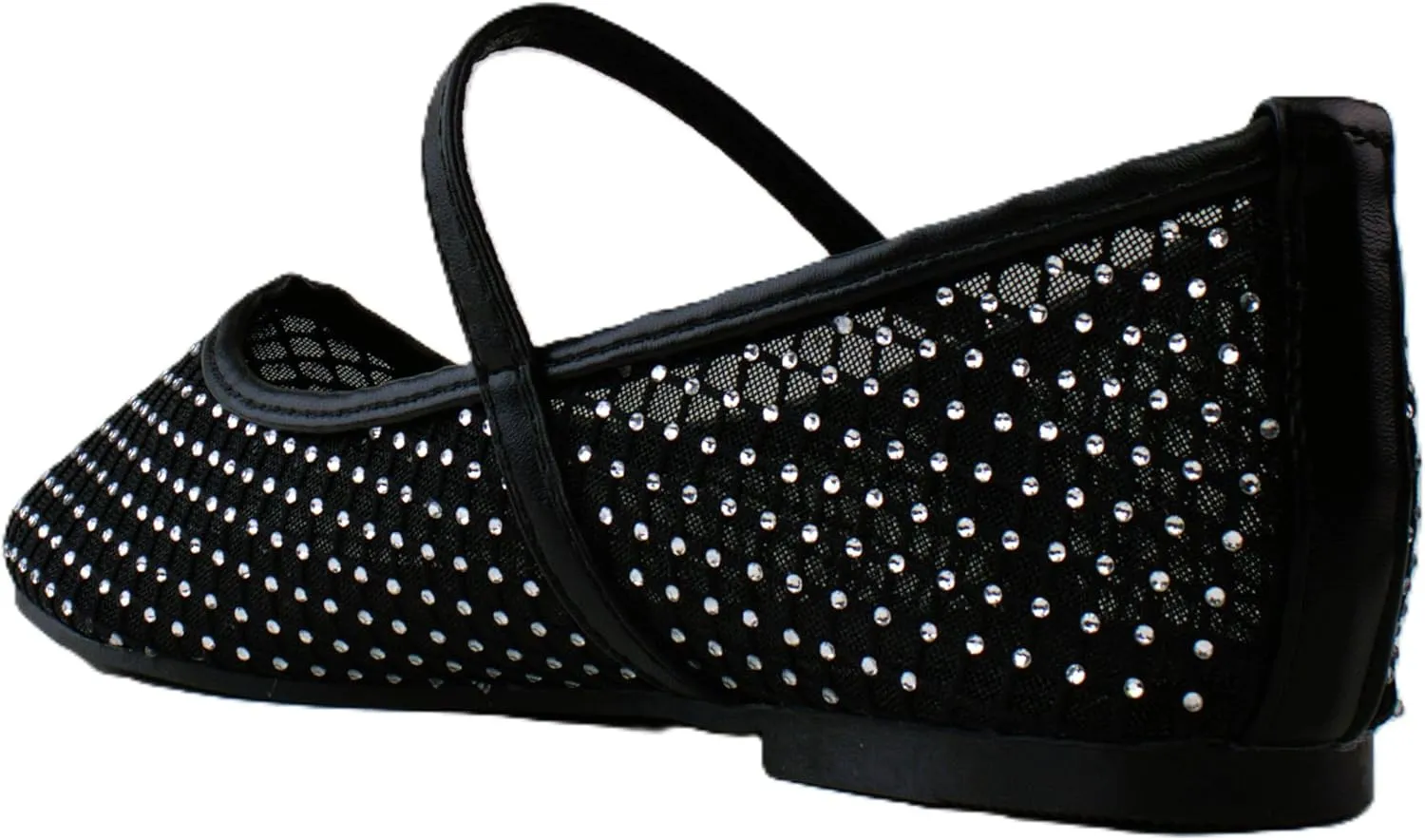 RF ROOM OF FASHION Women's Buckle Strap Mesh Mary Jane Ballet Flats