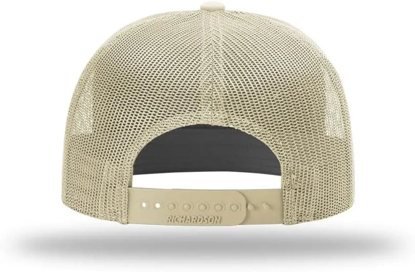 Richardson 168 Hi-Pro 7 Panel Flat Bill Adjustable Snapback Trucker Mesh Back Cap | OSFM | Bulk Pack Available