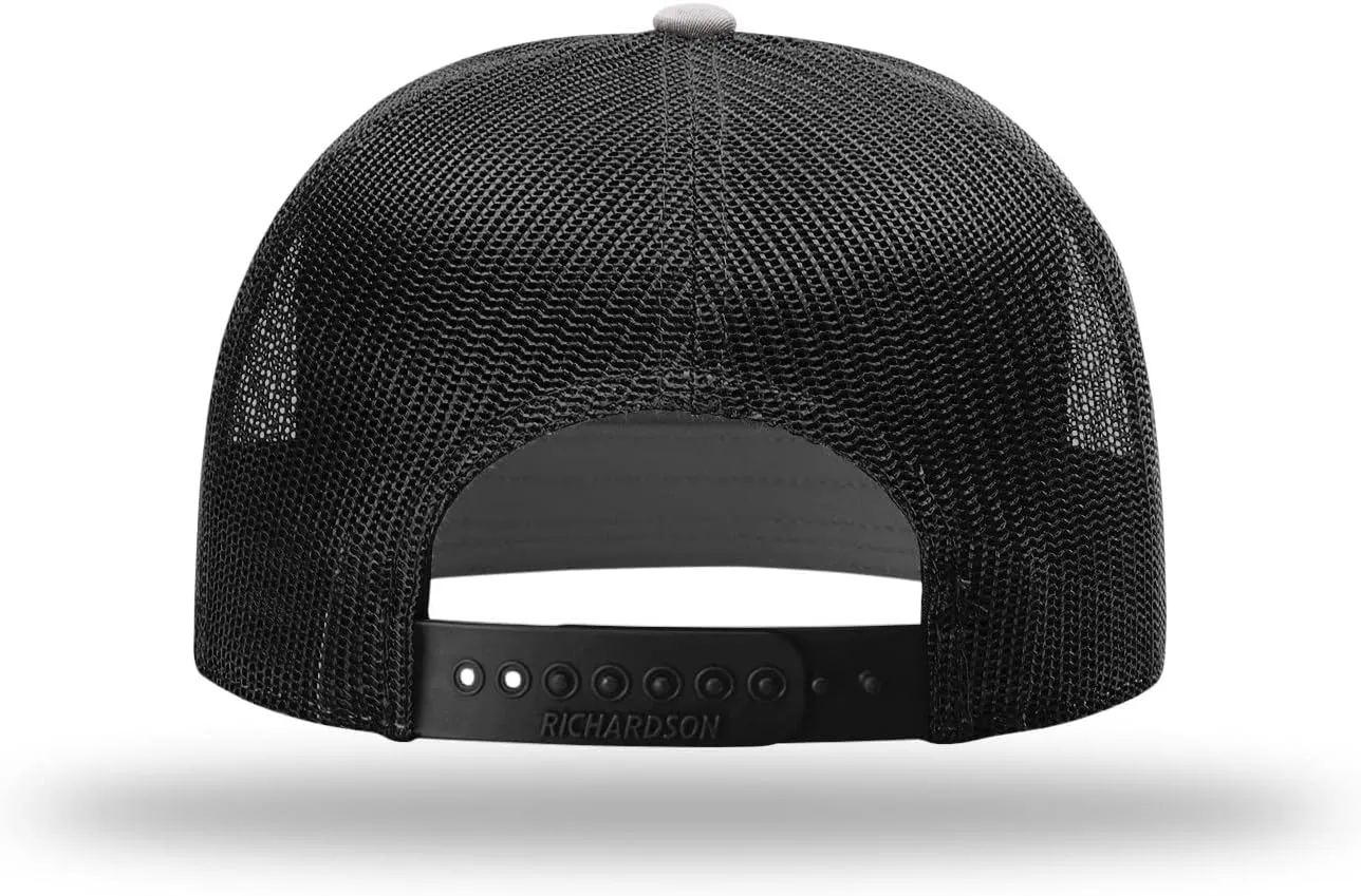 Richardson 168 Hi-Pro 7 Panel Flat Bill Adjustable Snapback Trucker Mesh Back Cap | OSFM | Bulk Pack Available