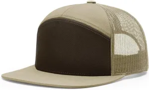 Richardson 168 Hi-Pro 7 Panel Flat Bill Adjustable Snapback Trucker Mesh Back Cap | OSFM | Bulk Pack Available