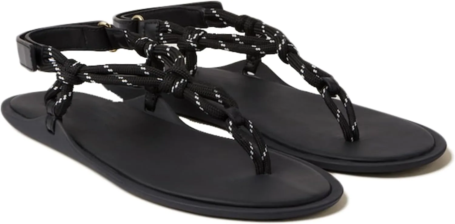 Rope Flip Flop Sandals for Women Adjustable T Strap Slip on Comfortable Thong Sandals Women Dressy