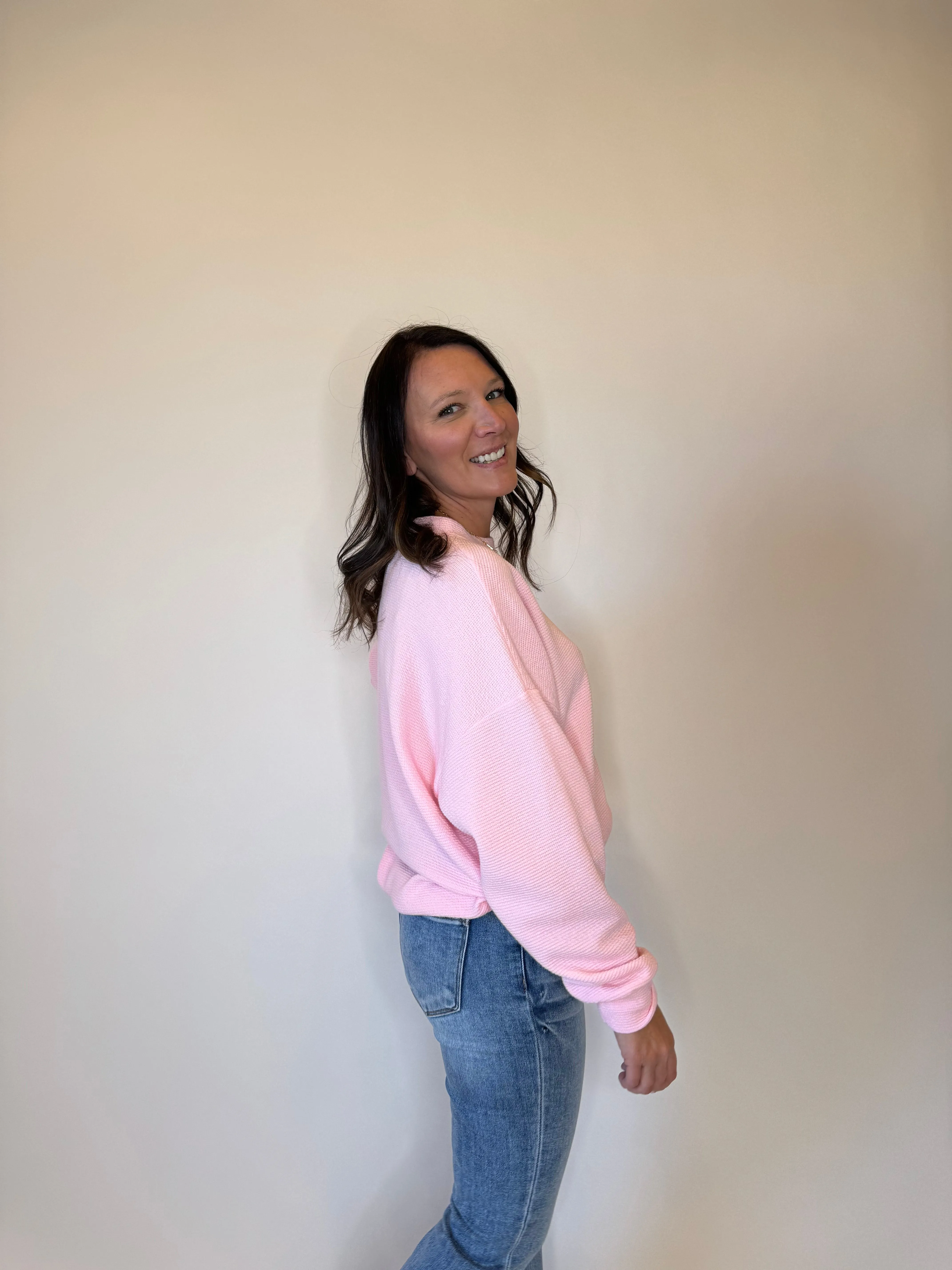 Rose Whisper Textured Knit Top
