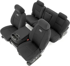 Rough Country Neoprene Seat Covers for Chevy Silverado & GMC Sierra 1500/2500HD (2007-2013) - Waterproof & UV Resistant, Foam Padded, Front & Rear Seat Cover Set