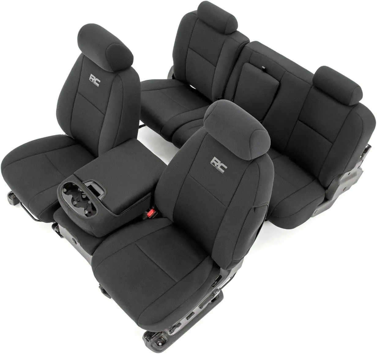 Rough Country Neoprene Seat Covers for Chevy Silverado & GMC Sierra 1500/2500HD (2007-2013) - Waterproof & UV Resistant, Foam Padded, Front & Rear Seat Cover Set