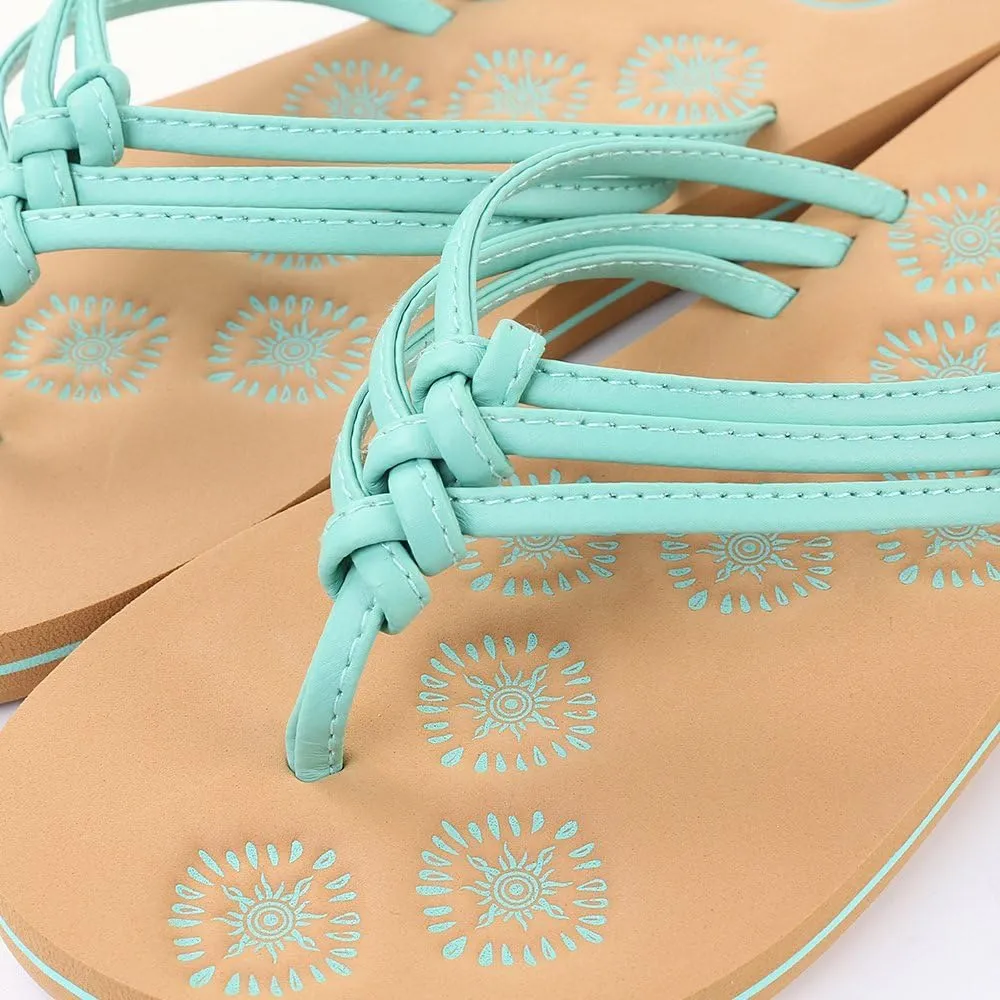 Roxie Women's Yoga Mat Flip Flips Non Slip Fashion Leather Straps Comfortable Beach Thong Sandals