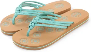 Roxie Women's Yoga Mat Flip Flips Non Slip Fashion Leather Straps Comfortable Beach Thong Sandals