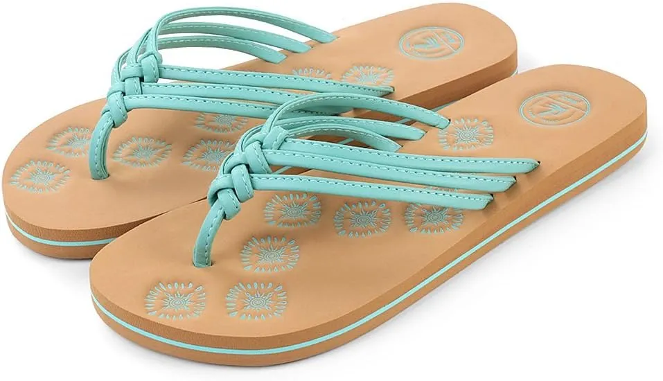 Roxie Women's Yoga Mat Flip Flips Non Slip Fashion Leather Straps Comfortable Beach Thong Sandals