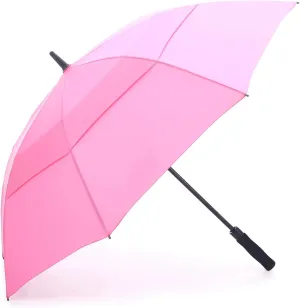RUMBRELLA 55/62 Inch UV Golf Umbrella Large Oversize Double Canopy Vented Windproof Auto Open Stick Umbrella
