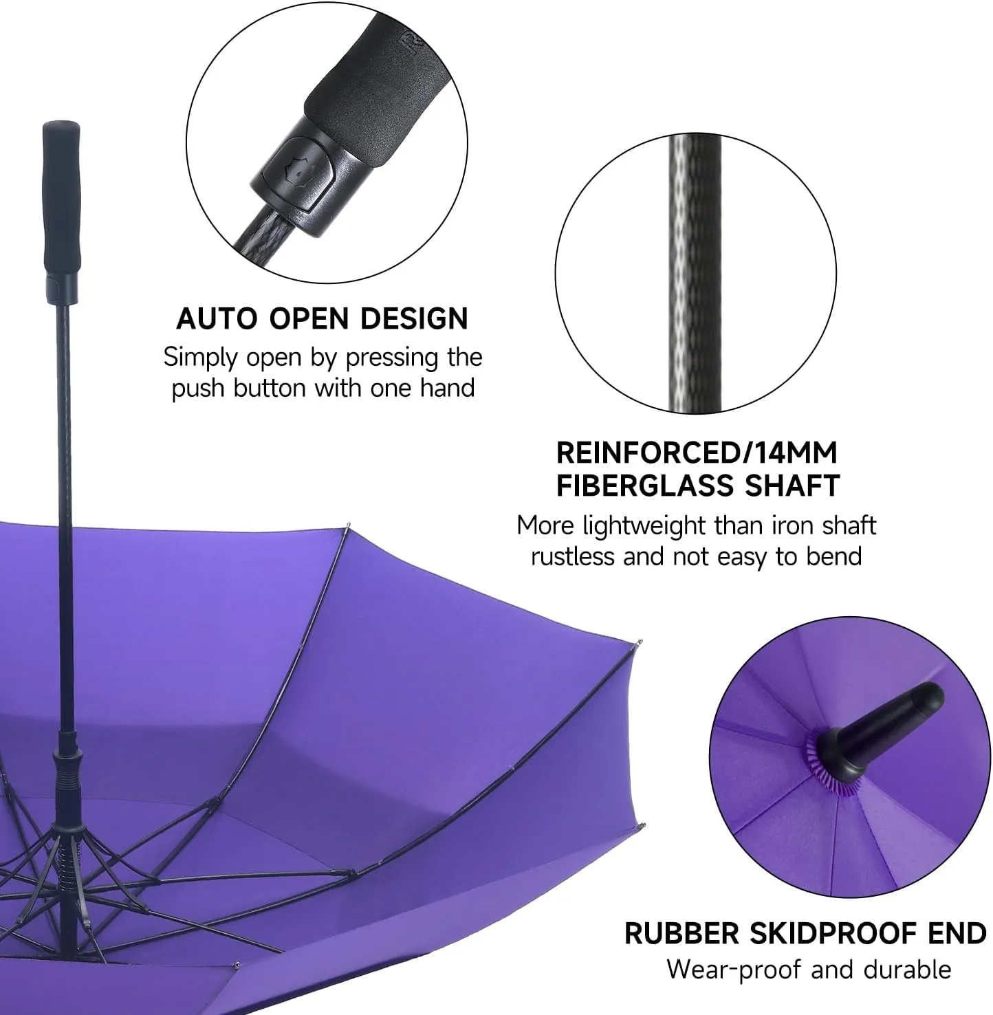 RUMBRELLA 55/62 Inch UV Golf Umbrella Large Oversize Double Canopy Vented Windproof Auto Open Stick Umbrella
