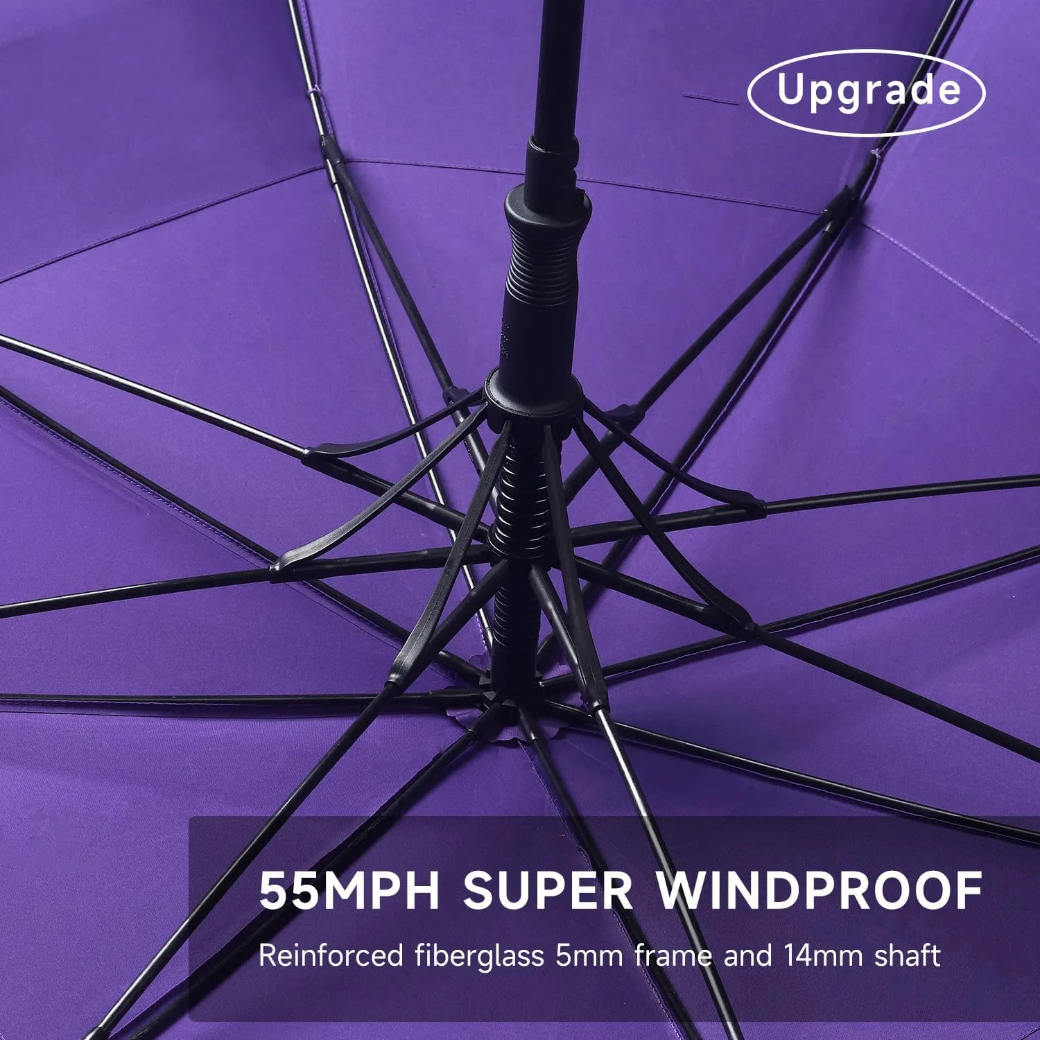 RUMBRELLA 55/62 Inch UV Golf Umbrella Large Oversize Double Canopy Vented Windproof Auto Open Stick Umbrella