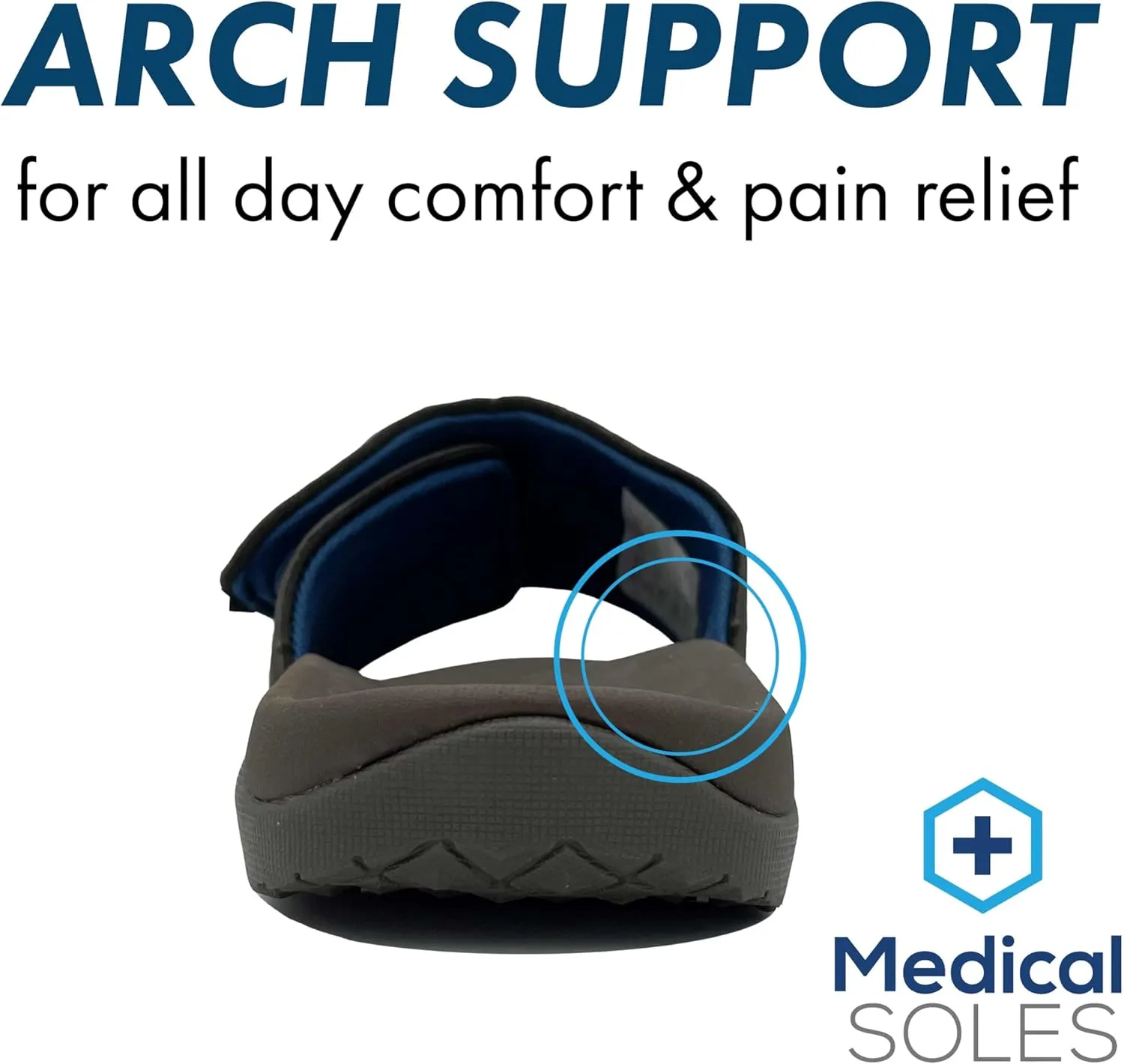 RX Unisex Slide & Flip-Flop Sandals -Orthotic Recovery Sandal with Comfortable Arch Support and Adjustable Strap for Foot and Leg Pain Relief, for Men and Women