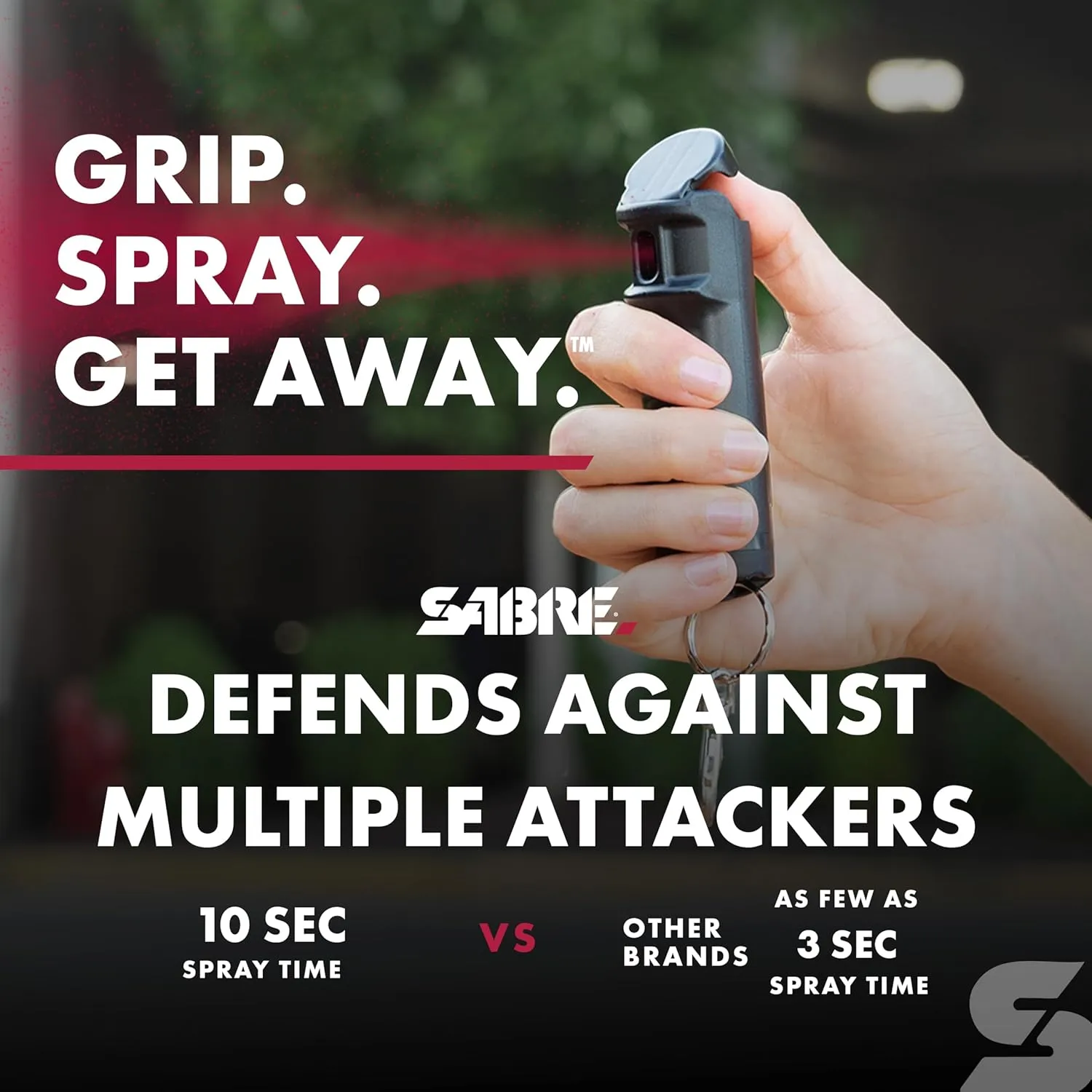 SABRE Pepper Gel with Fast Flip Top, Maximum Strength OC Spray, Snap Clip for Easy Carry and Fast Access, Finger Grip for More Accurate and Faster Aim, UV Marking Dye, 0.54 fl oz, Easy to Use Safety
