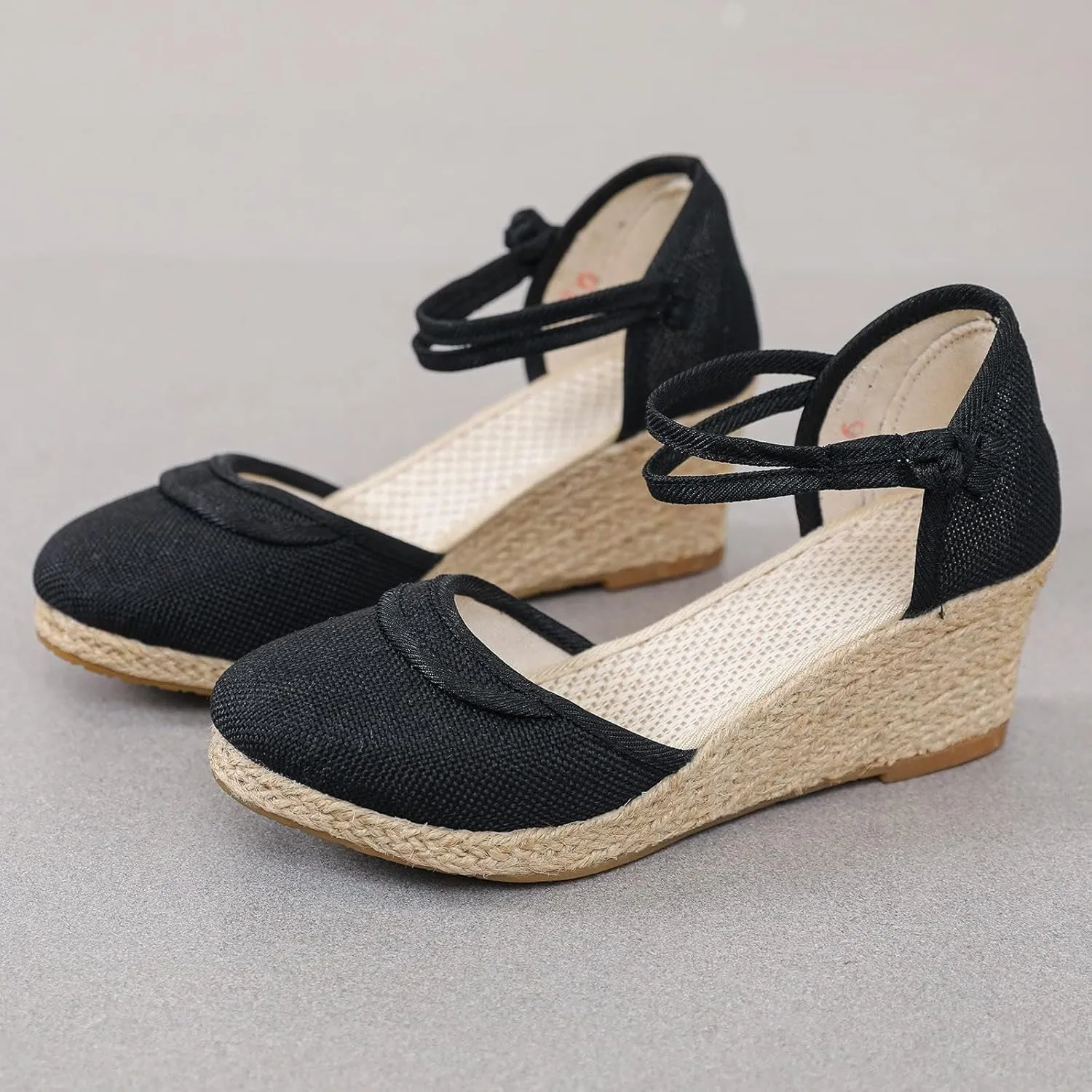 Sandals for Women Closed Toe Ankle Strap Espadrilles Wedge Sandal Close Platform Sandal Summer 2025 Dressy Casual Wedges Heels Dress Low Heel Canvas Shoes Summer