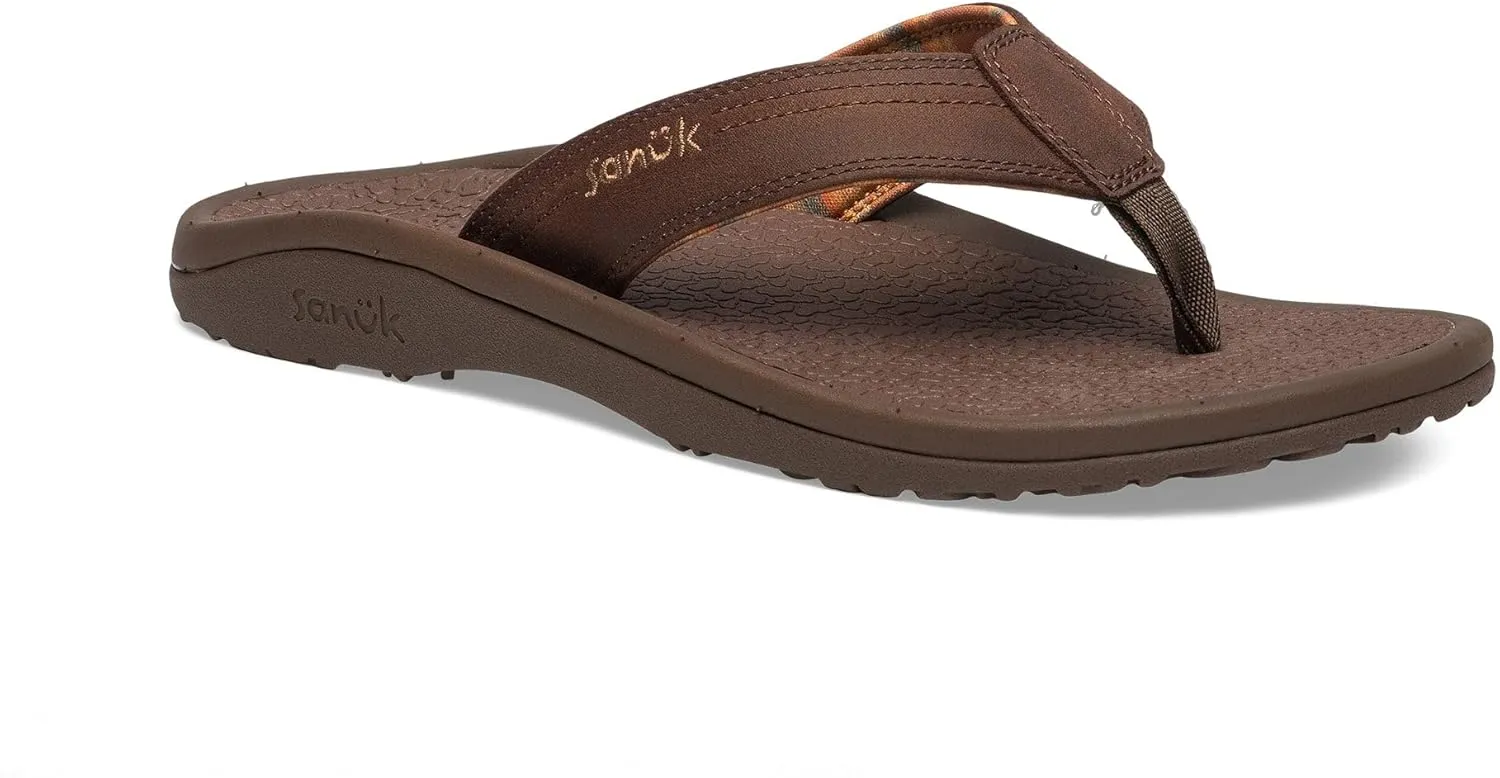 Sanuk On the Rocks Men's Beach Sandals | Flip Flops for Men | Quick Dry Flip-Flop Slides | Supportive & Lightweight | Arch Support Footbed