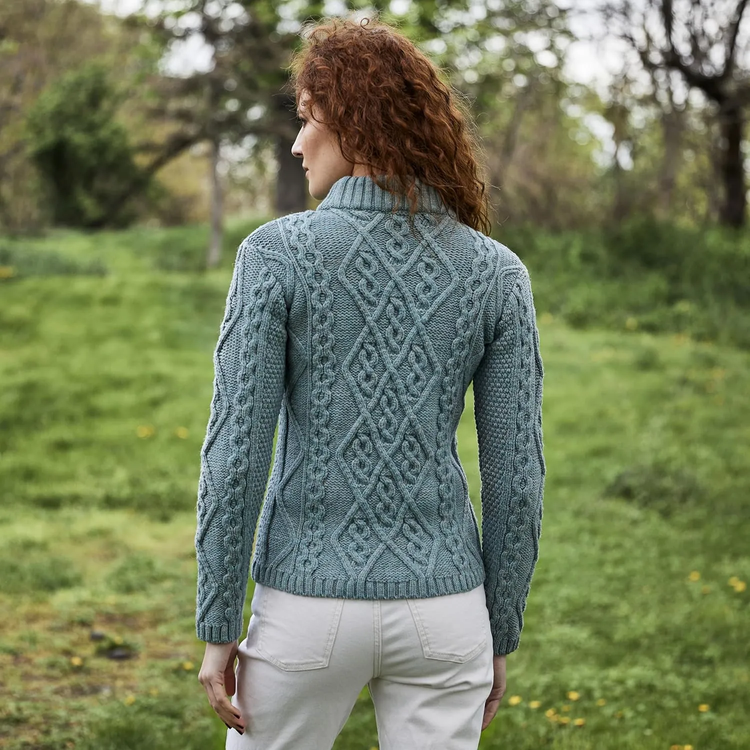 SAOL Wool Sweater for Women Ireland Cable Knitted Jumper