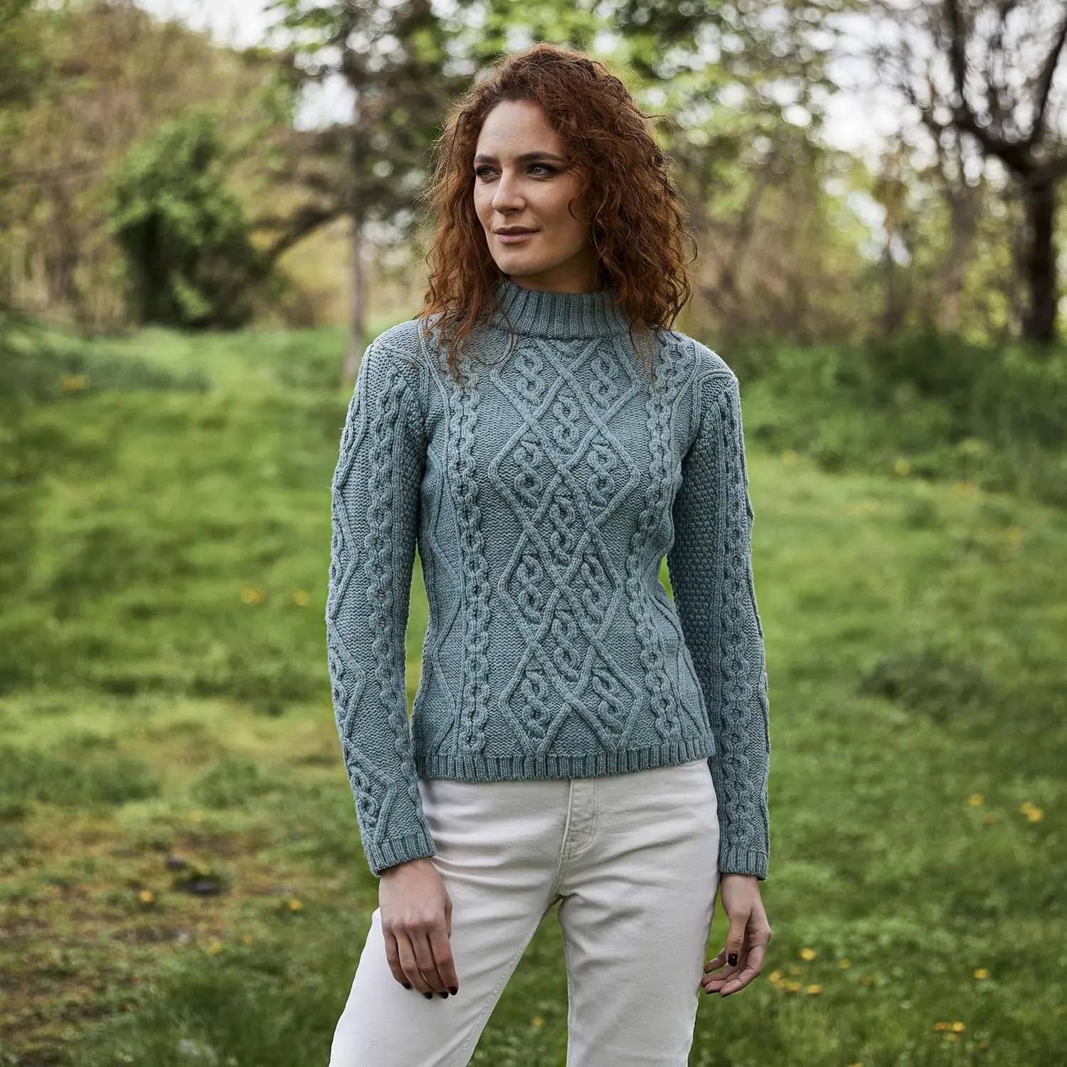SAOL Wool Sweater for Women Ireland Cable Knitted Jumper