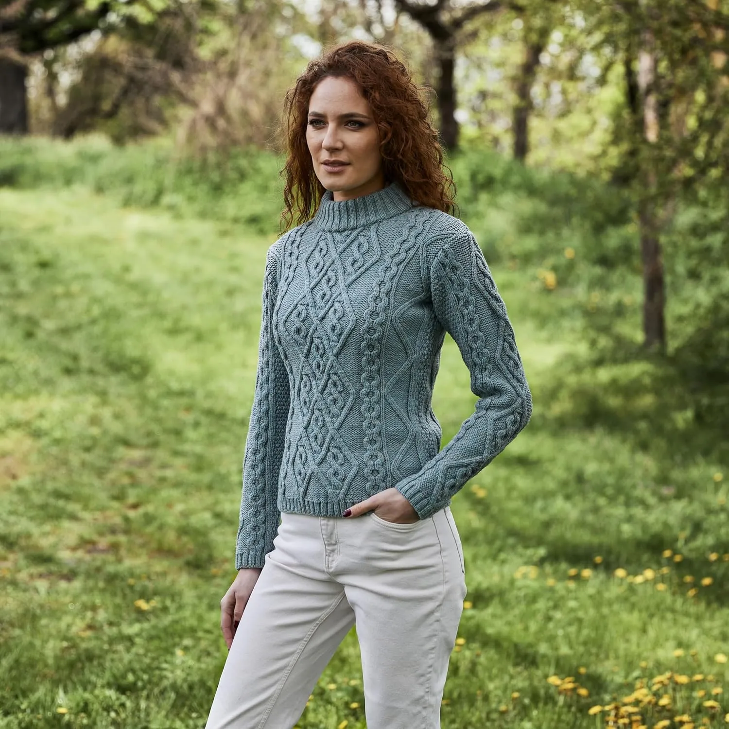 SAOL Wool Sweater for Women Ireland Cable Knitted Jumper