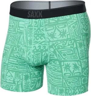 SAXX Underwear Co. Men's Quest Quick Dry Mesh Boxer Brief Fly With Built-In Pouch Support, Pretty Birdie-Green, X-Large