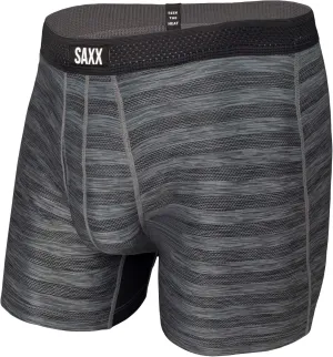 SAXX Underwear Co. Men's Underwear with Pouch Droptemp Cooling Mesh Boxer Brief Fly, Black Heather, X-Large