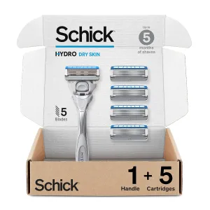 Schick Hydro Dry Skin Razor - 1 Handle with 5 Refills, 5 Blade Men's Razor