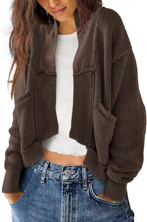 SENSERISE Womens Cardigan Sweaters Cable Knit Sweater Open Front Long Sleeve Chunky Cardigan Outerwear Coats