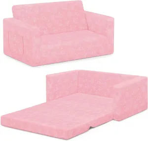 Serta Perfect Sleeper Extra Wide Convertible Sofa to Lounger - Comfy 2-in-1 Flip Open Couch/Sleeper for Kids, Pink