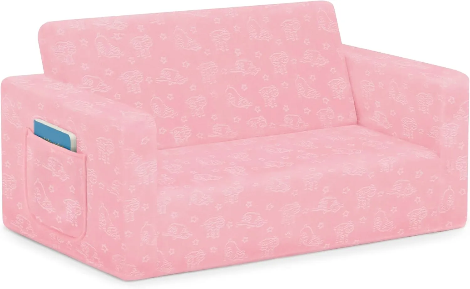 Serta Perfect Sleeper Extra Wide Convertible Sofa to Lounger - Comfy 2-in-1 Flip Open Couch/Sleeper for Kids, Pink