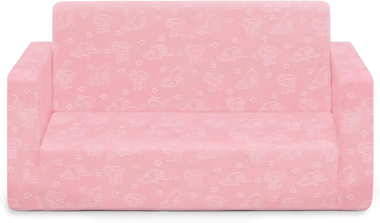 Serta Perfect Sleeper Extra Wide Convertible Sofa to Lounger - Comfy 2-in-1 Flip Open Couch/Sleeper for Kids, Pink