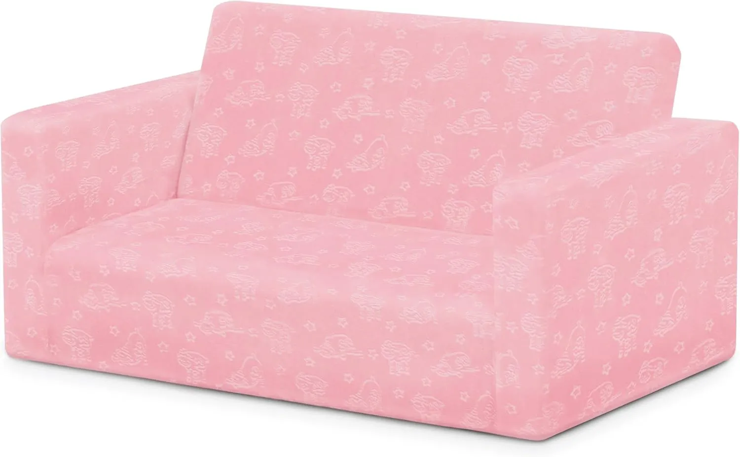 Serta Perfect Sleeper Extra Wide Convertible Sofa to Lounger - Comfy 2-in-1 Flip Open Couch/Sleeper for Kids, Pink