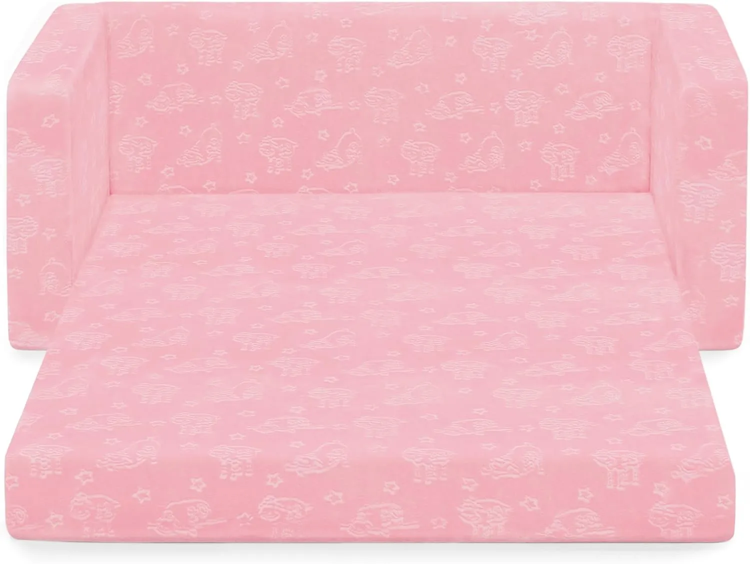 Serta Perfect Sleeper Extra Wide Convertible Sofa to Lounger - Comfy 2-in-1 Flip Open Couch/Sleeper for Kids, Pink