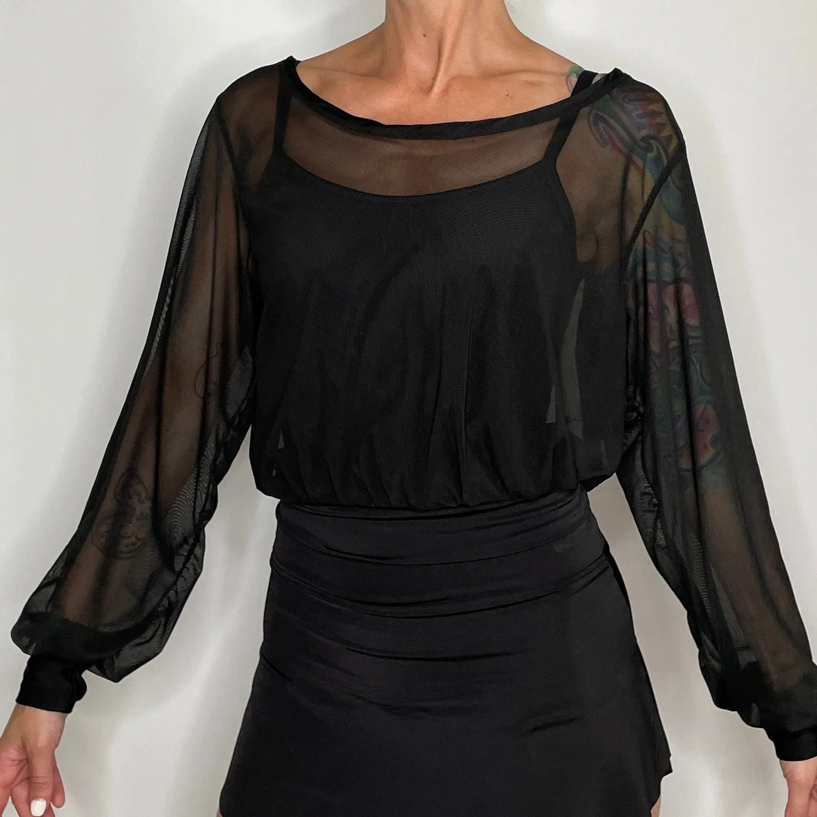 Sheer Mesh Pullover Top / Ballet Warm Up Top / Black Mesh Pullover