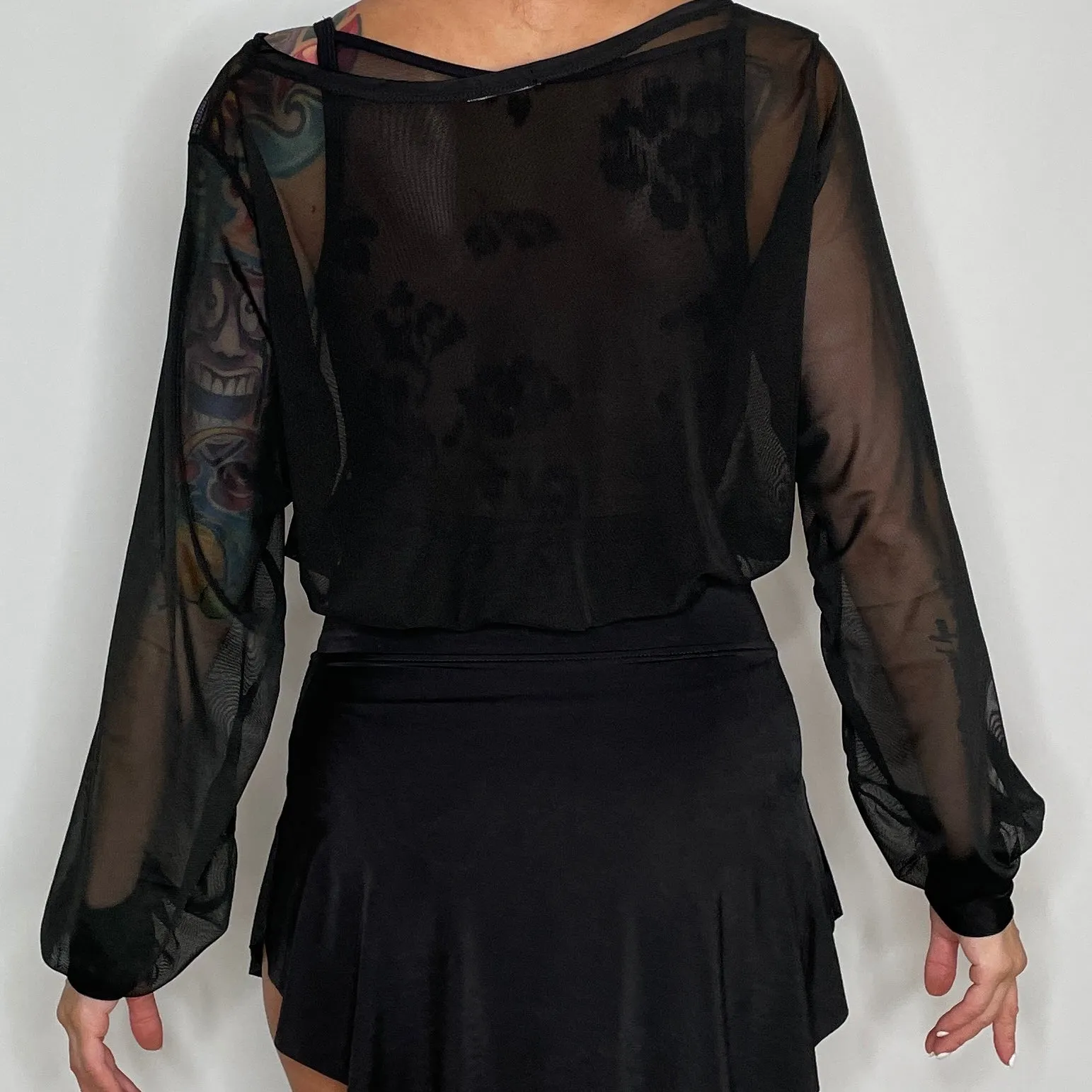 Sheer Mesh Pullover Top / Ballet Warm Up Top / Black Mesh Pullover