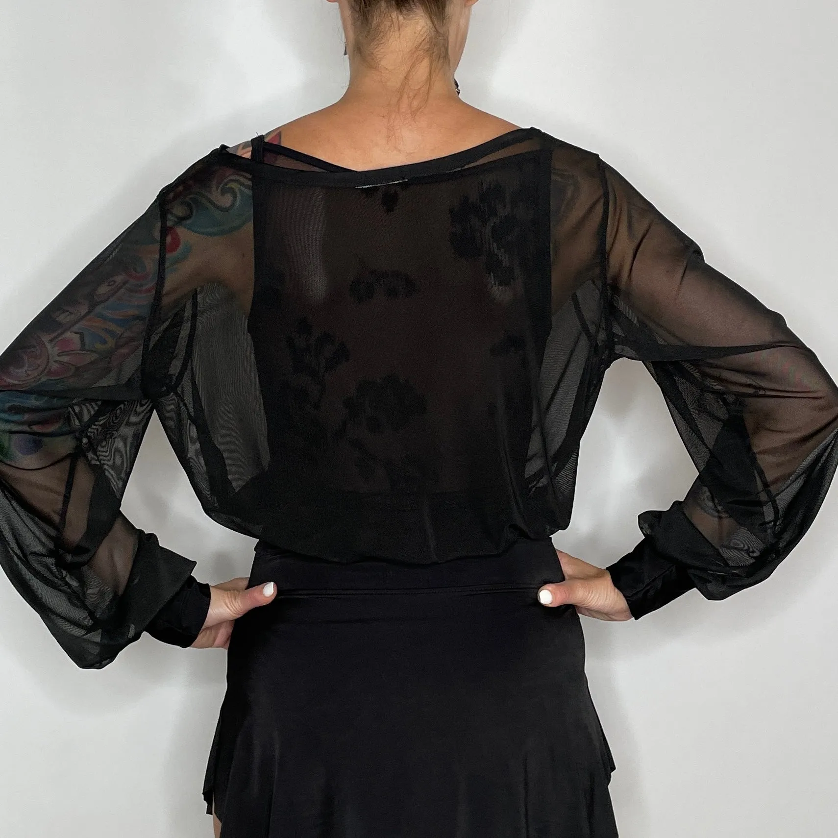 Sheer Mesh Pullover Top / Ballet Warm Up Top / Black Mesh Pullover