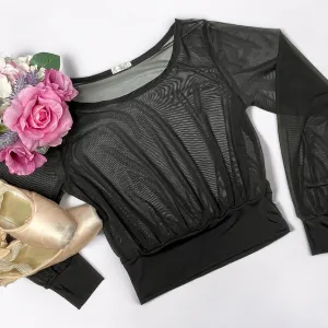 Sheer Mesh Pullover Top / Ballet Warm Up Top / Black Mesh Pullover