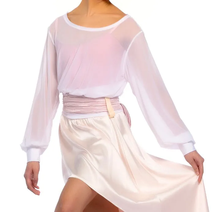 Sheer Mesh Pullover Top / Ballet Warm Up Top / White Mesh Pullover