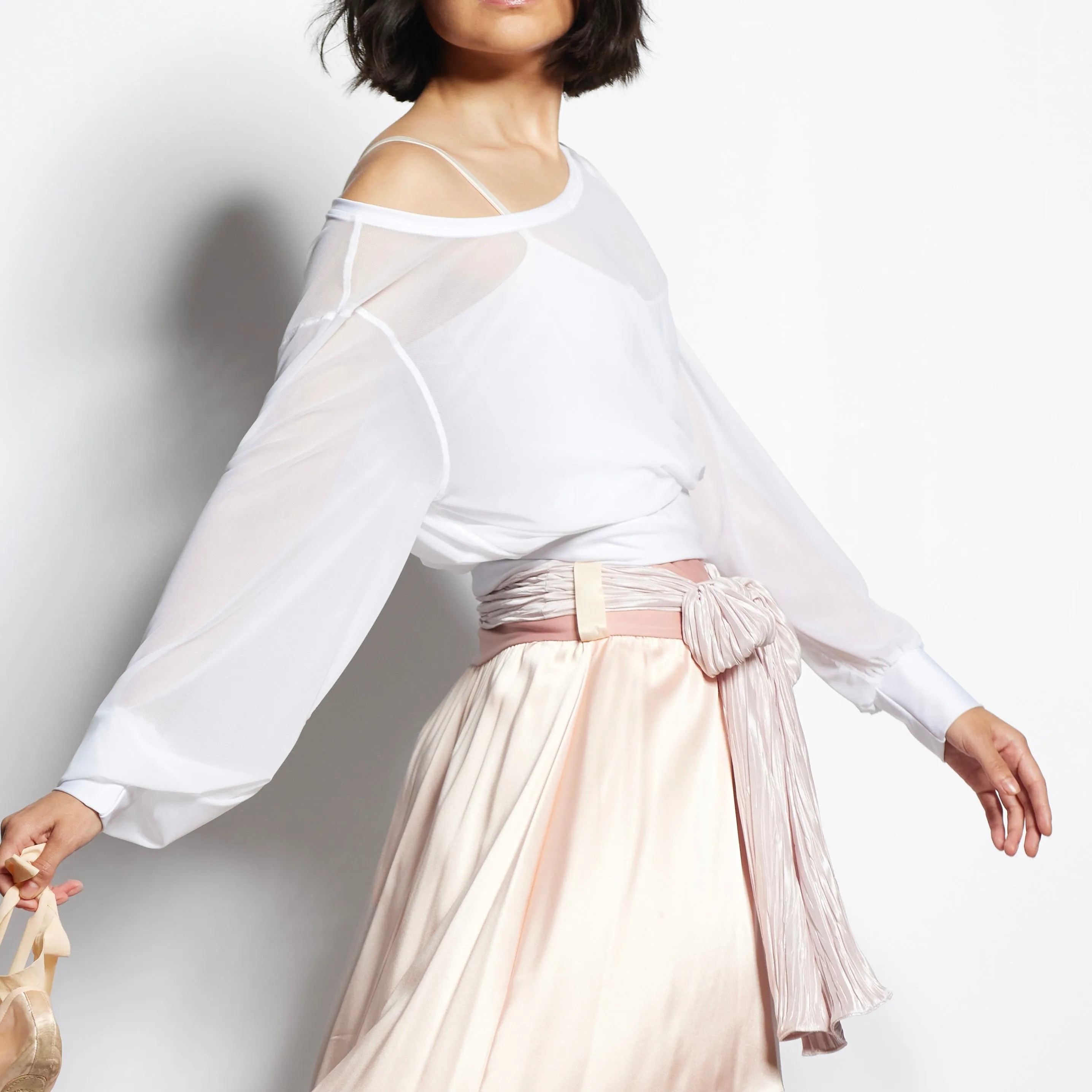 Sheer Mesh Pullover Top / Ballet Warm Up Top / White Mesh Pullover