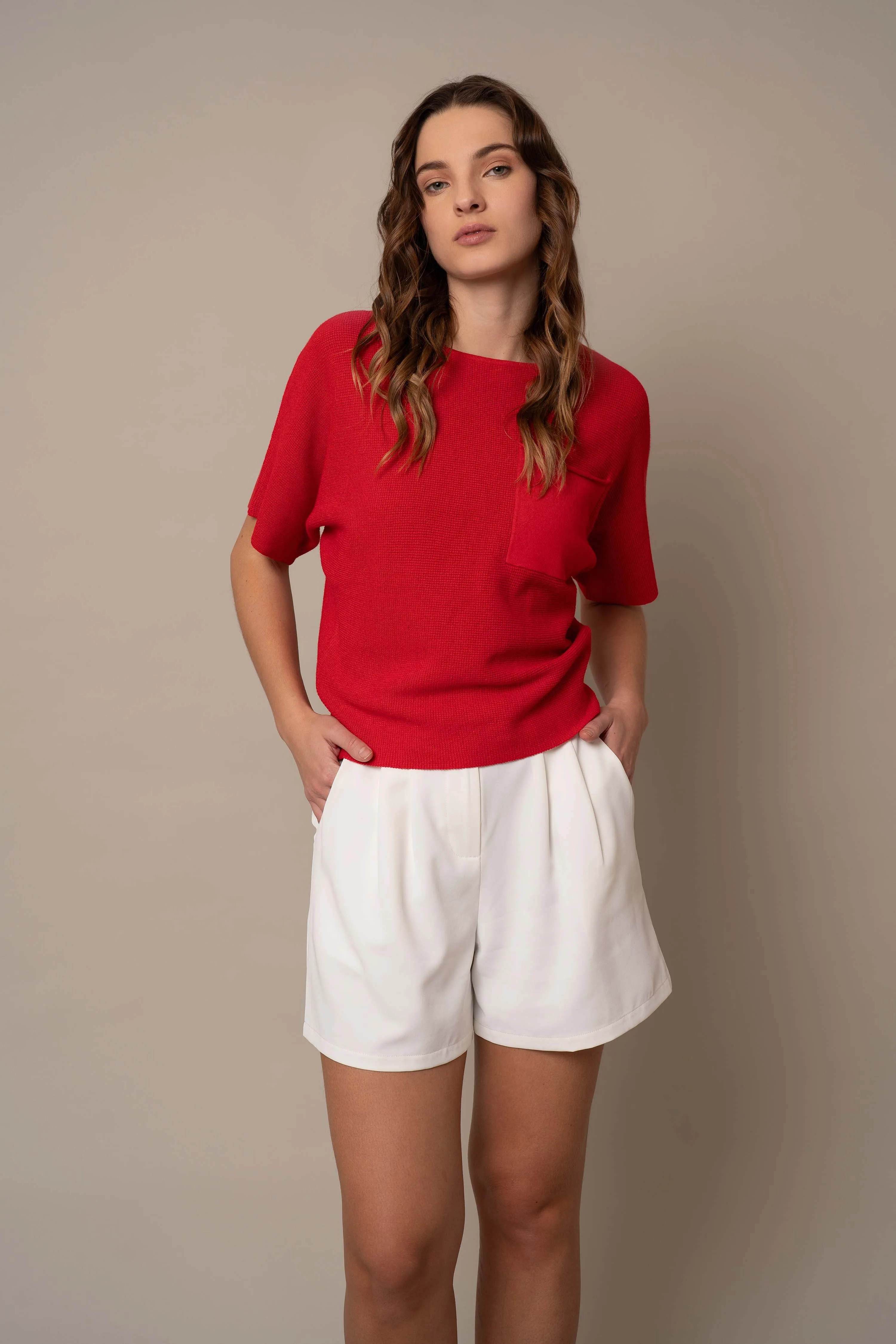 Short Sleeve Dolman with Pocket