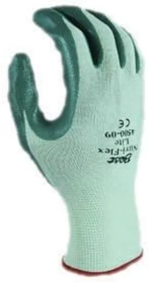 SHOWA Best Glove 4500-06 Size 6 Nitri-Flex Lite Dark Green Nitrile Dipped Palm Coated Work Gloves With Light Green Seamless Nylon Knit Liner And Knit Wrist (1/PR)