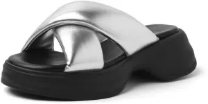 SIFINELAR Women’s Black Round Toe Vegan Leather Thick Bottom Slippers Criss-cross Straps Casual Outdoor Sandals