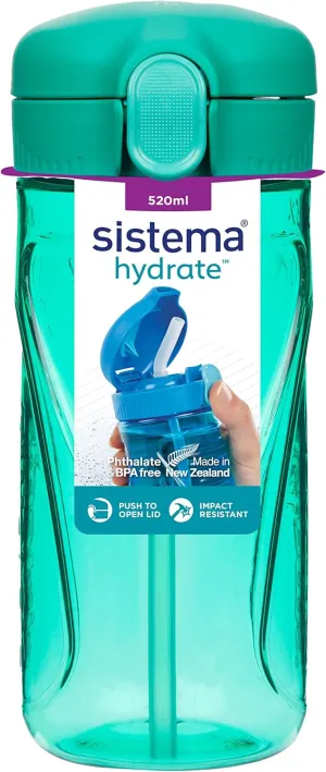 Sistema Quick Flip Tritan Bottle, Assorted Colours, 520 ml