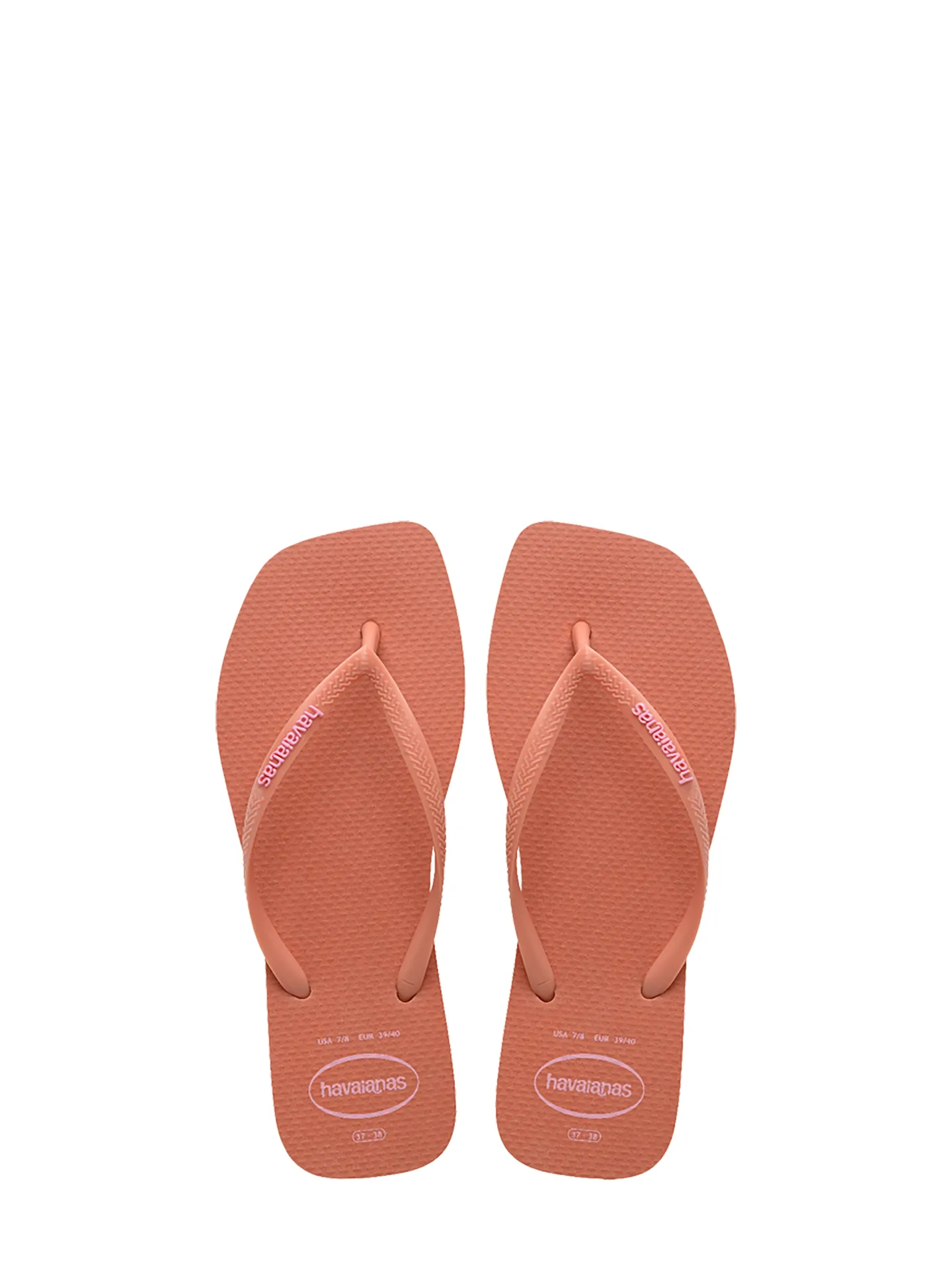 Slim square logo pop up flip-flops, pink clay