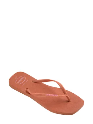 Slim square logo pop up flip-flops, pink clay